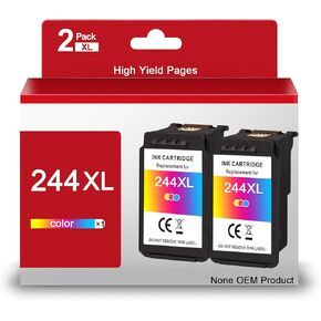 CL-244XL Color Combo Pack Ink Cartridges Remanufactured for Canon 244 244XL CL-244 XL High Yield Ink Fit for Pixma TR4520 TR4522 MG2520 MG2522 MG2922 TS3322 TS3122 TS202 Printer (Color, 2-Pack)