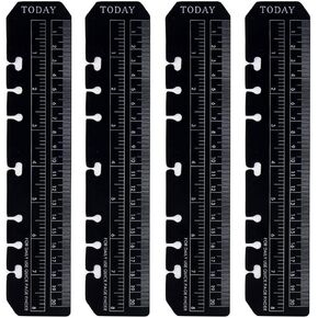 4 قطع أسود A5 Plastic Page Page Rabeer 6-Ring Notebook Binder Ruler for Journal Magazine Notebook Clinkbles Ponclarks