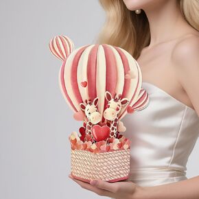 Paper Pop Up Valentine's Day Cards Anniversary Card For Wife, Husband, Couple, Funny 3D Giraffes Popup Greeting Cards for Birthday gifts with Envelope & Note Card, Lost in Love