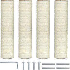 Cat Scratching Post Post Replacement 4 PCS 12in Tree Tree & Tower Scratch Boor Pression مع M8 Sceds Sisal Rope Cat Furniture Protector for Indoor Kittens Tree Tower