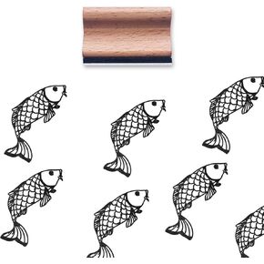 Koi Carp Rubber Stamp, 1-1/3 Medium Animal Stamp for Scrapbooking Card Making Crafting