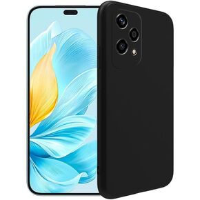 Case for Honor 200 Lite + [2 Pack] Glass Screen Protector Tempered Film - Transparent Silicone Soft Flexible Bumper Shockproof TPU Protective Cover Shell for Honor 200 Lite (Black)