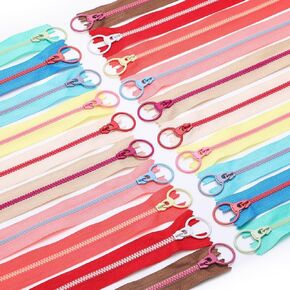 Zippers for Sewing, 3# Resin 30cm/12inch with Lifting Ring Quoit, Supplies for DIY Sewing Craft Tailor Bag Garment (10 Color)
