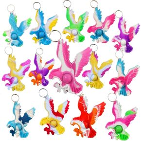 24 Packs Bulk Eagles Mini pop Fidget Keychain , Birthday for Boys and Girls Kids Party Favors Supplies and Classroom Student Prize