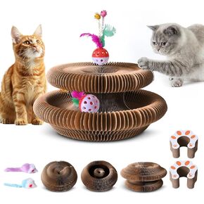 Cat Toy 2 Pack Scratfer Board Board مقاومة مقاومة لإعادة التدوير القابلة لإعادة التدوير من الورق المقوى من الورق المقوى القابل للطي مع كرة خدش قابلة للطي مع الكرة