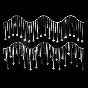 White Rhinestone Iron on Transfer Fading Decoration Bling Diamond Hotfix Patches for Clothes, Large Iron On Sequin Applique for Jeans Jacket Caps Bag T-Shirts Shoes DIY Decor