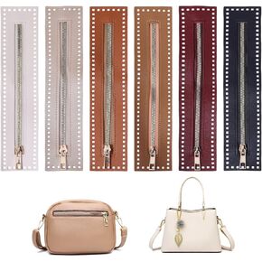 FreeBloss 6 Colors Pu Leather Shipper لخياطة حقيبة اليد الكروشيه السوستة مع ثقوب لأكياس الكروشيه لمشاريع حرفة الخياطة DIY 10.6 * 2.2 ''