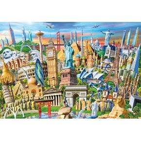 Buffalo Games - Adrian Chesterman - World Landmarks - 2000 Piece Jigsaw Puzzle for Adults - Challenging Puzzle Perfect for Game Nights - Finished Size is 38.50 x 26.50