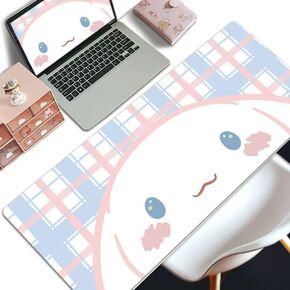 Kawaii Girly Cute Guting Gaming Mouse Pads ، حصيرة المكتب الطويلة الممتدة ، وسادات لوحة مفاتيح Girl Mousepad كبيرة جدًا ، 35.4 '× 15.7' (الأزرق)