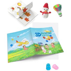 3D Pen Printing Drawing Book, Reusable 40 Patterns Painting Graffiti Template with A PVC Transparent Board, 3D Art Thick Paper Stencils for Kids and Adults Starter 3D DIY Gifts