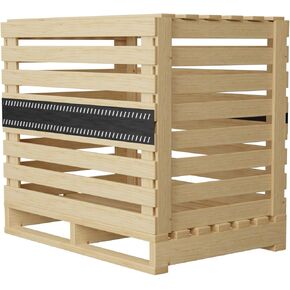 Greaton, Wooden Stackable Shipping Crate with Slatted Heavy Duty Structure, Easy to Storage & Transport Any Items, 36 x 34 x 32, Beige
