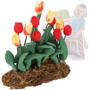1/12 Dollhouse Miniature Flowers ، Mini Plant LifeLike Flowers Tulip Decoration Dollhouse Miniature Bonsai for Children Toys Gift
