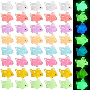 CCINEE 48pcs Luminous Mini Dinosaur Miniauter Figures Glow in The Dark Resin Dinosaur Figures Micro Fairy Ornaments Tiny Dinosaurs Miniature for Bag Cake Topper Birthday Party Favors
