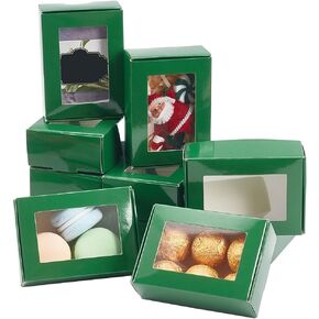 ph pandahall 20pcs صناديق الهدايا الخضراء 3.3x2.3x1.1in مع نافذة ورقة صغيرة الكعك التعبئة والتغليف Bakery لقديس عيد ميلاد القديس باتريك علاج الكعك معجنات