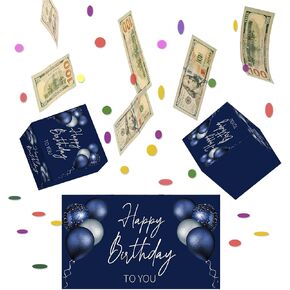 Birthday Money Box Exploding Gift Box, Surprise Gift Box Explosion for Money Cash, Happy Birthday Bounces Exploding Money Boxes with Confetti, Happy Birthday Card for Women Men-3