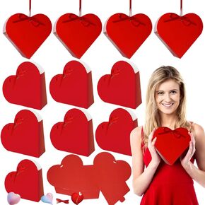 Ncozwo 10 PCS عيد الحب صناديق القلب الأحمر Treat Love Heart صناديق الحلوى على الوجهين الصناديق الجيدة