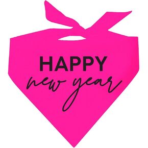 Happy New Year 2025 Neon Dog Bandana (Neonyellow, OS 965)