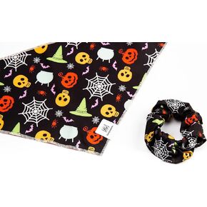 Dog Bandana & Matching Scrunchie - Floral L/XL - ملابس الحيوانات الأليفة والمالكين ، وملابس Polyester Spandex ، Pet Bandana Scrunchie Combo