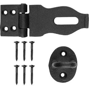 Renovators Supply Manufacturing Decorative Black Wrought Iron Hasp Lock 4inches x 1.75inches Heavy Duty Rust Resistant Hasp Latches Safety Padlock Clasps for Cabinets, Chests or Doors with Screws | Renovators Supply Manufacturing
