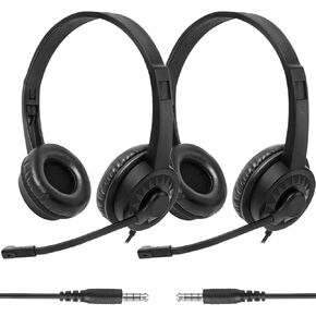 Bulk Headphones with Microphone 10 Pack for Classroom School, Wholesale Durable On-Ear Wired Headsets for Kids Students Adults Office Computer (OH456,10 Black)