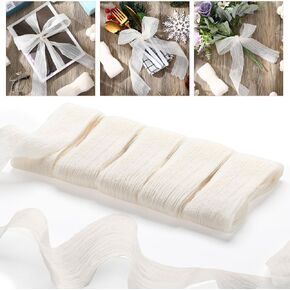 Waydress 15 yd Crinkle Chiffon Ribbon 1-1/2 Inch Handmade Tulle Fabric Silk Ribbon for Wedding Invitations,Gift Wrapping, Bridal Bouquets Wrapping, Flower Arrangement Decoration(Ivory) in Saudi Arabia