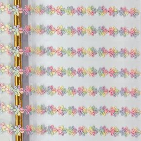 Daisy Ribbon, Colorful Daisy Flower Lace Trim, 0.5Inch/1.3CM Wide Embroidered Fabric Trim for Appliques Sewing Craft DIY, Clothes Decoration