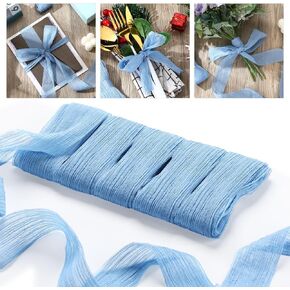 Waydress 15 yd Crinkle Chiffon Ribbon 1-1/2 Inch Handmade Tulle Fabric Silk Ribbon for Wedding Invitations,Gift Wrapping, Bridal Bouquets Wrapping, Flower Arrangement Decoration(Ivory)