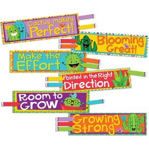 Eureka A Sharp Bunch Teacher Supplies Motivational Cactus Theme Bulletin Board Decorations with Nametags, 36 pcs