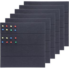 6 Pcs Black Large Bulletin Board, Each 11.8" x 11.8" Felt Pin Board Tiles Used as Vision or Message Memo Notice Board with A Box of Pushpins