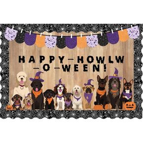Halloween Spooky Pups Bulletin Board Kit Decorations - Fall Halloween Pumpkin Cutouts Spooky Pups Bulletin Board Border School Halloween Classroom Decorations
