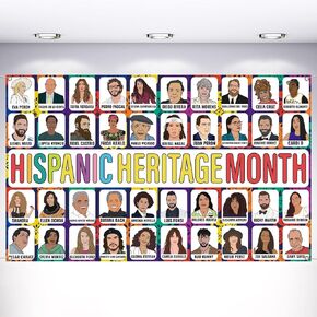 Vohado Hispanic Heritage Month Photo Booth Backdrop Famous Hispanic Latino Spanish People Decoration Classroom Bulletin Board Wall Decor-5.9×3.6ft