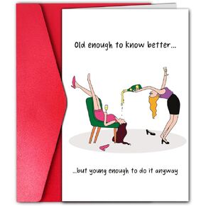 Female Friend Birthday Card Funny, Happy Birthday Card for Girls Mom Bestie Bff (Old Enough)