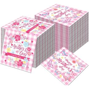 40pcs عيد أم سعيد ورقة الورق المناديل المناديل عيد الأم من المناديل اللاحقات أفضل أمي من أي وقت مضى زخارف الأمهات الوردي يوم الزهور الزهور الأزهار منديل منديل لأفضل أمي على الإطلاق ديكور الحفلات