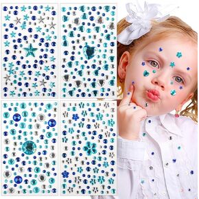 4 أوراق ملصقات ألوان جوهرة للحرف اليدوية ، نجم قلب لاصق نجم زهرة مستديرة ، 560pcs أشكال متنوعة تلتصق على الأحجار الكريمة ، ملصقات جواهر أكريليك بلينغ ، لوازم الحرفية للأطفال
