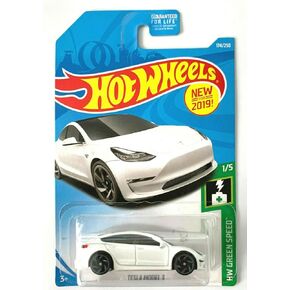 Diecast Hot Wheels Tesla Model 3 ، 174/250 [White] 2019 Green Speed ​​1/5
