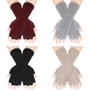 Fingerless Gloves for Women Winter Thickened Cashmere Warm Half Finger Gloves