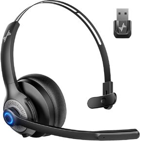 Bluetooth Wireless Headset with Mic for Work, Bluetooth 5.2, Advanced Noise-Cancelling Microphone, Calls Clear - Comfortable Over-Ear Headphones for PC, Laptop, iPhone, Android, Zoom, Office