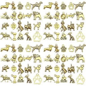 Youdiyla 100pcs Craft Supplies Pet Dog Animals Charms Pendants for Crafting Jewelry Findings Making Accessory for DIY Necklace Bracelet (KC Golden)