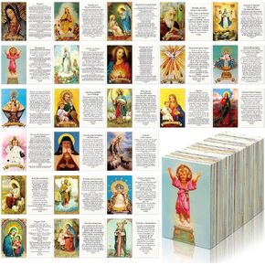120pcs بطاقات الصلاة الكاثوليكية الإسبانية مع القديس الكاثول