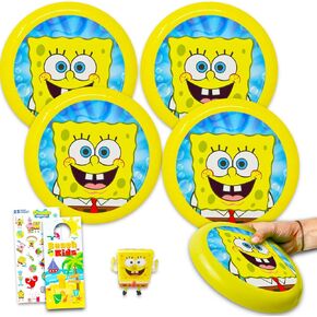 Nickelodeon Spongebob Playset for Kids Set - Bundle 4 Pc Activity Set with Frisbee, Figure Eraser, and More | Spongebob Party Favor for Boys, Girls