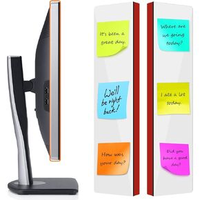 2-Pack Frameless Monitor Sticky Note Boards - Screen Memo Board for Edgeless Monitors, Decorative Computer Transparent Side Panels, Home Office Computer Memo Holder