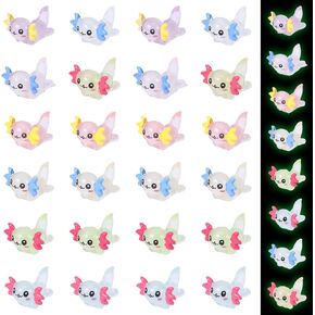 48 PCS راتنجات مصغرة من AXOLOTL ، توهج في MINI MINI AXOLOTL MINIATURE SHARMS RESIN TIPE