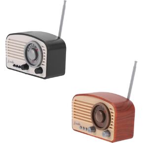 Logofun 2pcs Dollhouse Miniature Radio Mini Vintage Radio Model Tiny Simulation Radio Prop for Doll House Accessories - Black+Brown
