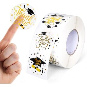 1000pcs غطاء التخرج CAP CLOSERS ROLL GOLD FOIL شكرًا لك ملصقات ملصقات ذاتية التهاني