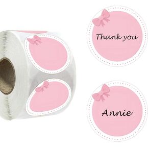 500 PCS Pink Bow Direct Thermal Labels 2inch Bowknot Coquette Label ملصقات جولة طابعة ذاتية اللصق لحفل الزفاف ، علامة الاسم ، ختم المغلف ، غلاف الهدايا