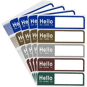 50 PCS مرحبًا ، اسمي ملصقات ، علامات الأسماء الملونة للمكتب ، الاجتماع ، المدرسة ، المعلمين والبريد 1 × 3.5 بوصة ، 5 ألوان لكل ورقة (10 أوراق)