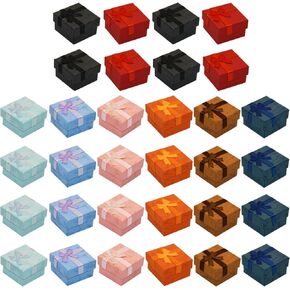 32 Packs Jewelry Gift Boxes Jewelry Box Gift Cases Wedding Ring Case Cardboard Ring Gift Box Ribbon Bow Gift Box for Birthday Wedding