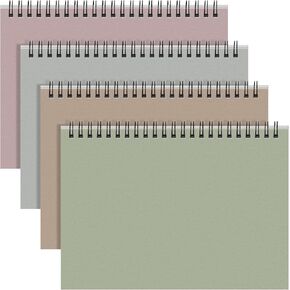 4 Pcs 8.66 x 11.69 Inch Top Bound Spiral Notebooks Horizontal A4 Office Steno Book 5mm-Squared Durable Spiral White Paper 70 Sheets for Business (Morandi)