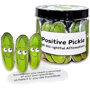 Positive Pickle Emotional Support Affirmation Cards, Mini Affirmation Card Jar, 30 Sheets Positive Pickle Messages in a Jar,Funny Positive Pickle Cards Inspirational Gifts for Coworker