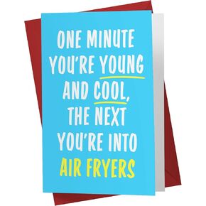 Karto Funny Birthday Card for Men Women - Large 5.5x8.5 inch Happy Birthday Cards for Mom Dad Brother Sister - 30th 40th 50th 60th 70th - Air Fryer
